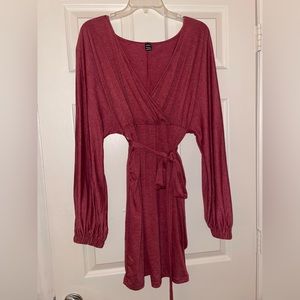 Surplice Neck Dress with Belt
